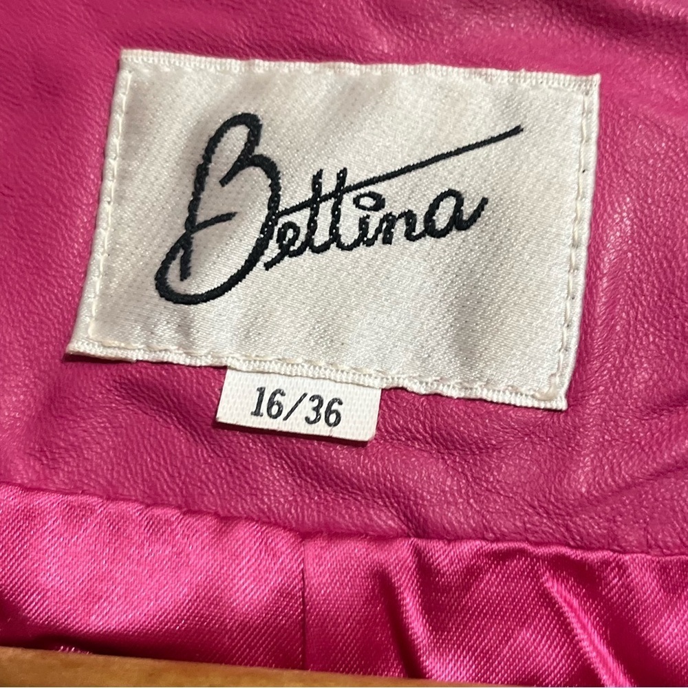 Vintage BETTINA 1980s Pink Leather Jacket Sz 16/36 Women - Picture 5 of 7